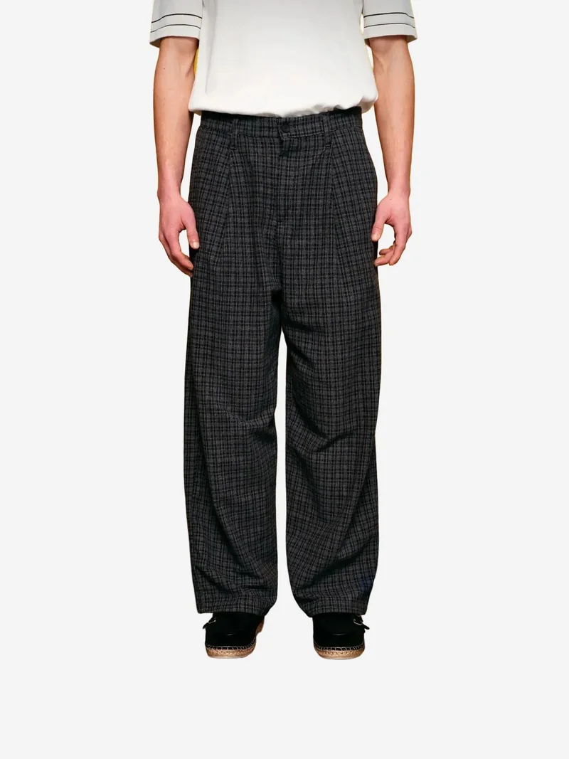 Giesto GIESTO Men's Plaid Pleated Gabardine Pants